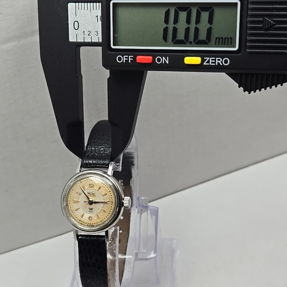 Vintage Womens Wyler Incaflex Swiss Watch Manual Wind Silver Black Leather Runs - Picture 5 of 11